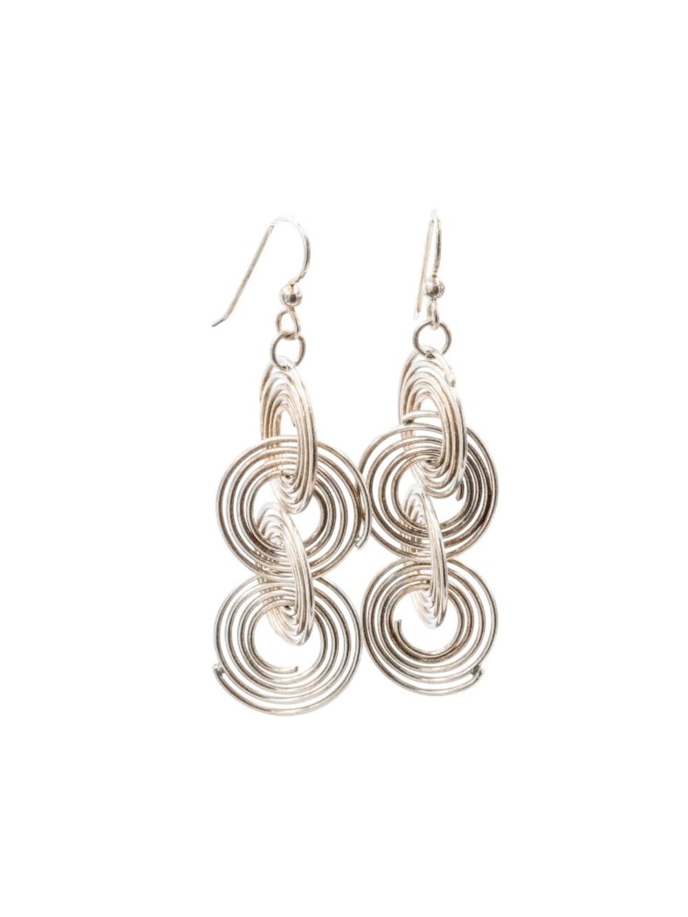 Vintage Sterling Silver 2.5 Inch Spiral Dangle Earrings